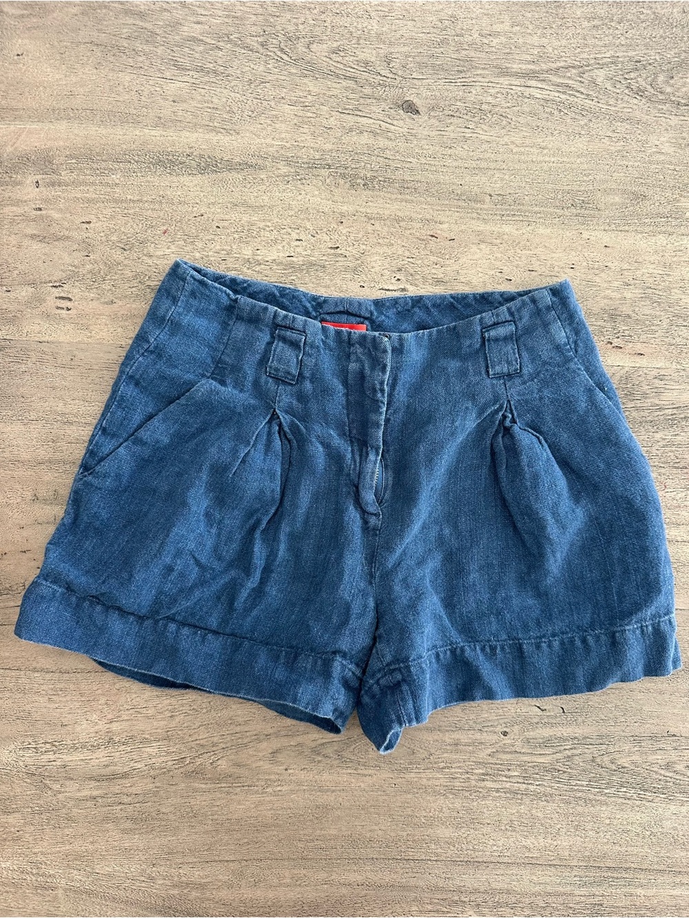 ETC Indigo Blue 100% linen shorts casual denim look size 2